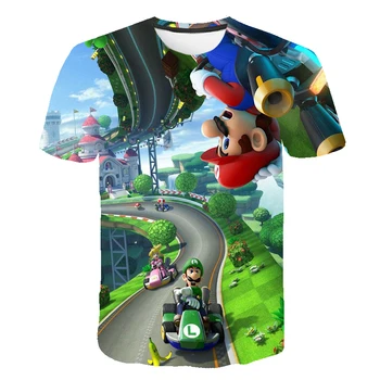 

artoon Super Baby and Luigi Children's Funny T-shirt Baby Boys and Girls Summer Casual Jacket T-shirt Children's Clothing