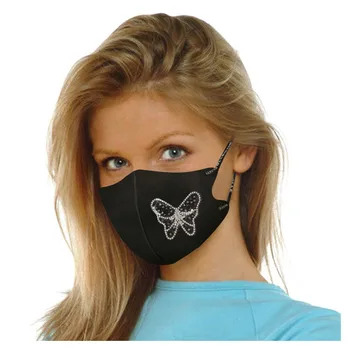 

1pc Adult Cloth Face Mask Washable Fashion Peach Heart Butterfly Diamond Ice Cotton Mask Adjustable Dustproof Breathable Masque