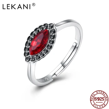 

LEKANI S925 Sterling Silver Fashion Cat Eye Crystal Ring Punk Style Ring Delicate Design Engagement Party Gifts To Friends