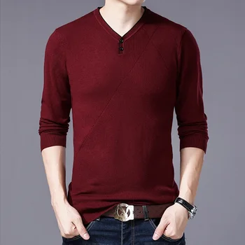 

Autumn large size V-neck sweater men's high elasticity plus size thin wool sweater fashion 7XL 8XL
