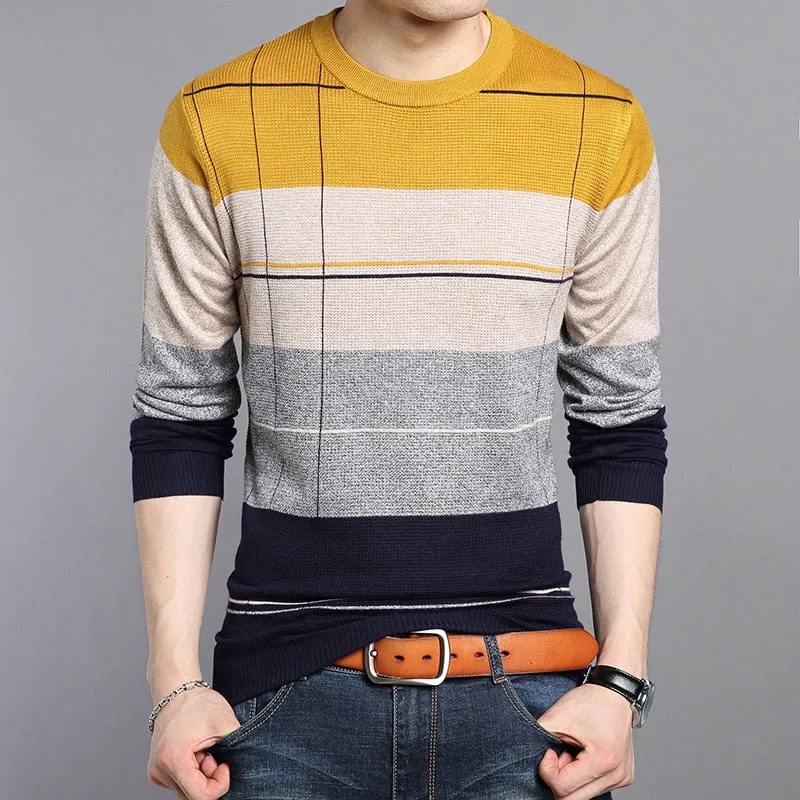 NIGRITY мужской свитер, Повседневный пуловер с v-образным вырезом, Мужская Осенняя приталенная рубашка с длинным рукавом, мужские свитера, вязаный кашемировый шерстяной пуловер для мужчин - Цвет: C1566-Yellow