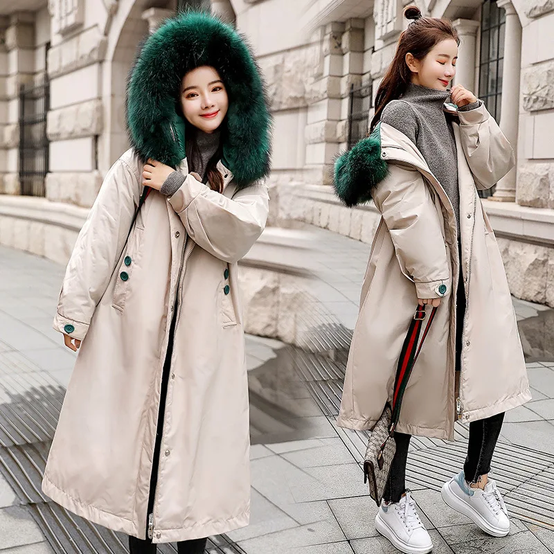 

Down Jacket Cotton-padded Clothes WOMEN'S Dress 2018 Autumn & Winter New Style Korean-style Loose-Fit Mid-length Large Fur Colla