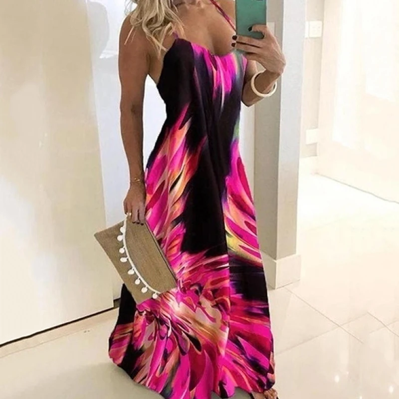 Пикантные Цветочный принт женское летнее платье без рукавов с треугольным