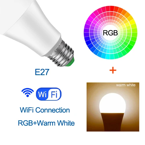 B22 умная Светодиодная лампа E27 RGBW 15 Вт WiFi лампа Bluetooth 4,0 умная лампа RGB+ белый цвет изменение затемнения AC85-265V гостиничная кухонная лампа - Испускаемый цвет: E27 RGBWW WiFi