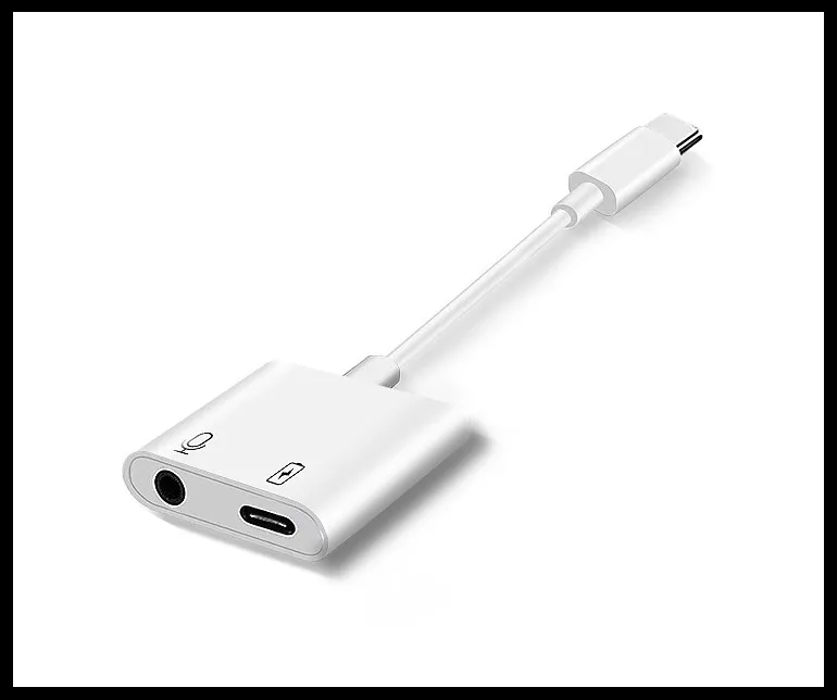 2 в 1 USB C Мужской до 3,5 мм Женский стерео наушники цифровой аудио Быстрая Зарядка адаптер для iPad Pro huawei P20 Google, HTC Pixel - Цвет: White