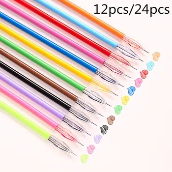 

24Pcs Colorful Refils Diamond Head Refill Creative Candy 12 Color Gel Pen Refills 0.38mm Office Stationery School Supplies