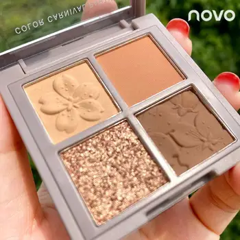 

NOVO 4 Colors eyeshadow eyeshadow pallete easy to wear the shadows waterproof paleta de sombra eye shadow matte glitter makeup