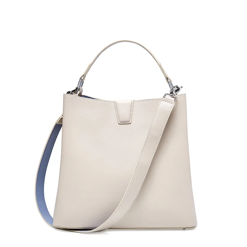 Женская сумка через плечо из натуральной кожи, роскошная женская сумка, женская сумка на плечо, простая сумка-мешок, Большая вместительная сумка - Цвет: gray