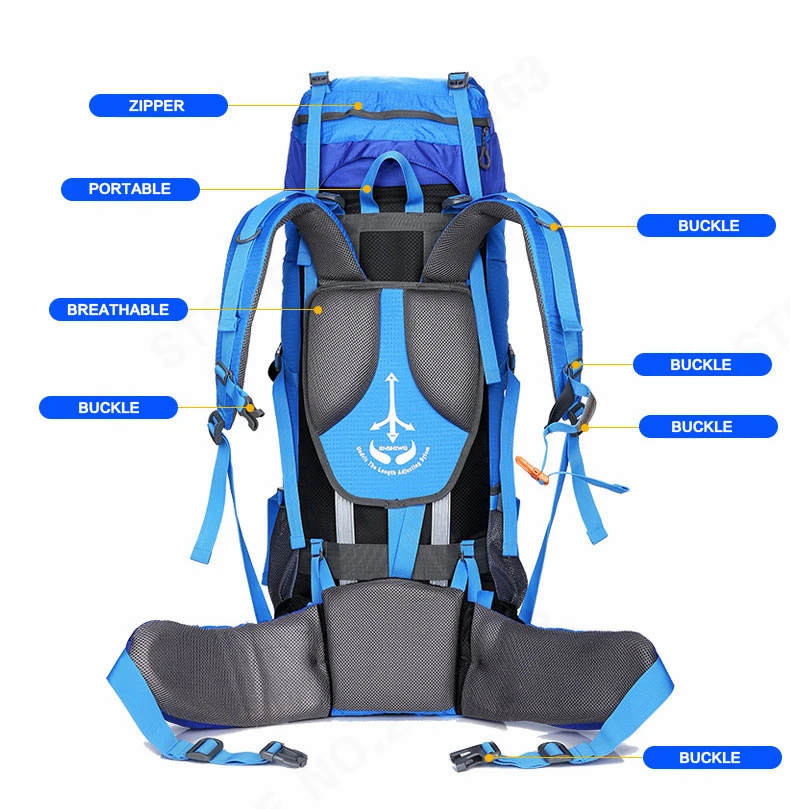 80L Large Capacity RucksacksOutdoor Backpack Climbing Backpacks Hiking Big Sport Bag Travel Bag Mountain Men Waterproof  Bags