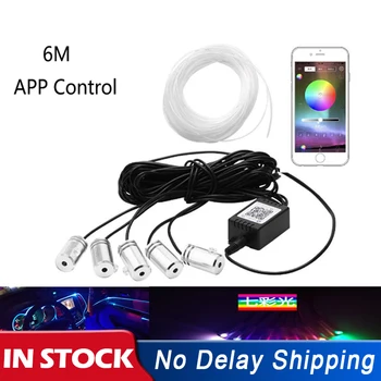

Auto 6 Meter RGB Fiber Optic Atmosphere Lamps APP Control Universal Car Interior Light Ambient Light Decorative Dashboard Door