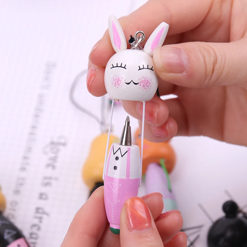 Kawaii деревянные Мультяшные животные шариковая ручка креативная шариковая ручка с детским подарком корейские канцелярские принадлежности 1 шт