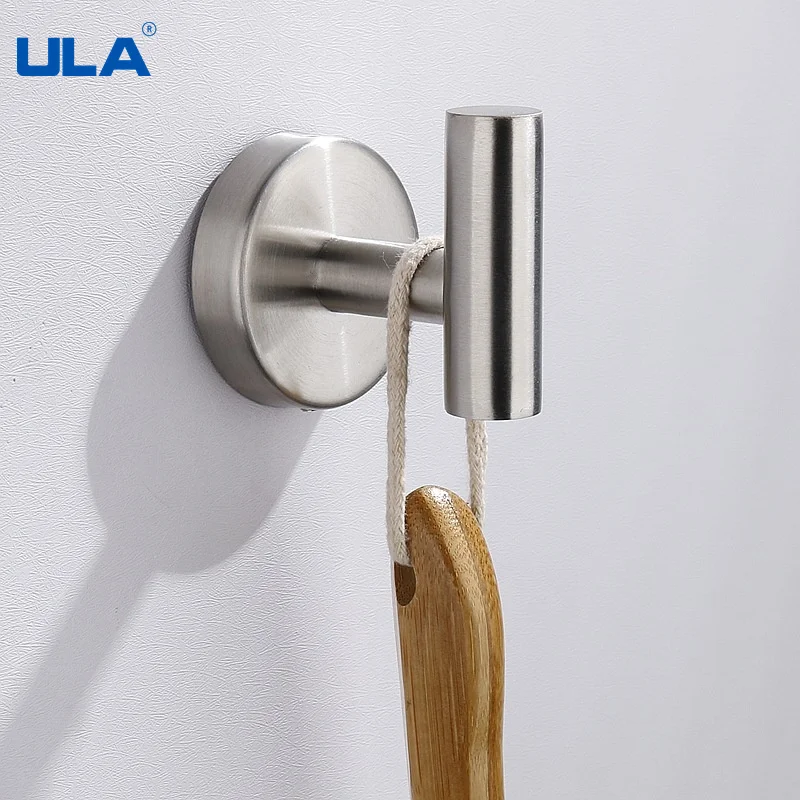 ULA Robe Hook Wall Hooks Towel Hook for Bathroom Stainless Steel Coat Rustproof Hanger for Kitchen Hardware adhesive hook clothes hook towel hook