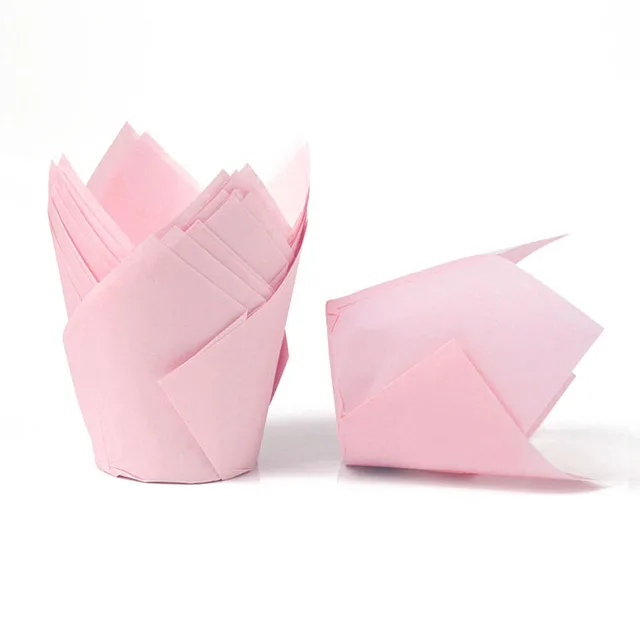 50pcs Newspaper Style Cupcake Liner Baking Cup For Wedding Party Caissettes Tulip Muffin Cupcake Paper Cup Oilproof Cake Wrapper B17