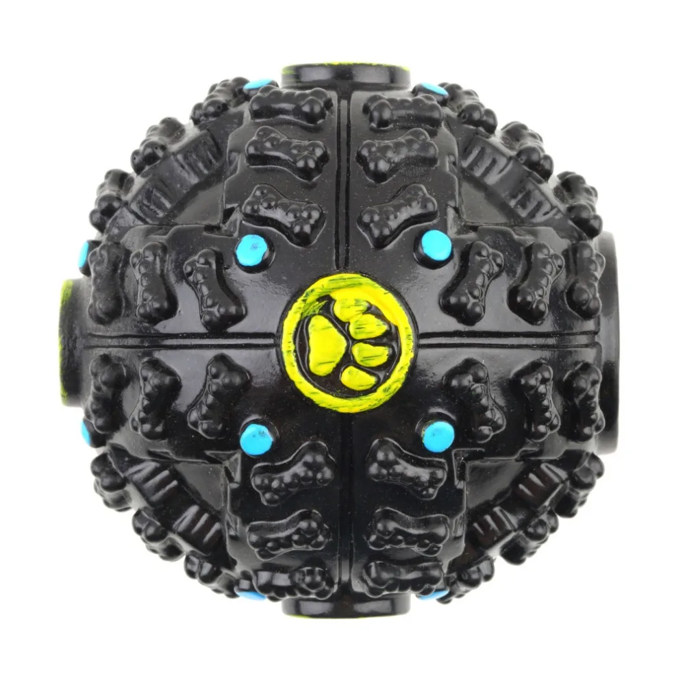 

1Pc 7cm Black Silicone Pet Dog Cat Food Dispenser Toy Ball Squeaky Giggle Quack Sound Training Toy Chew Ball Drop Shipping