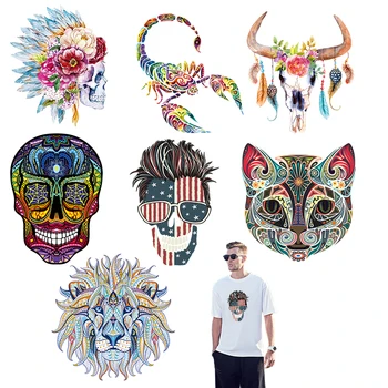 

Digital Printing Animals Heat Transfer Patch For Adult Eco-Friendly Cool Diy Printing Clothing Stickers Stripe Applique Washable