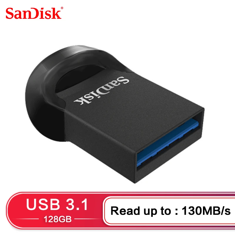 SanDisk USB флэш-накопитель Ultra Fit 64 Гб USB 3,1 диск 130 МБ/с. читать Скорость флэш-накопитель палка с вытяжным шнуром для ПК