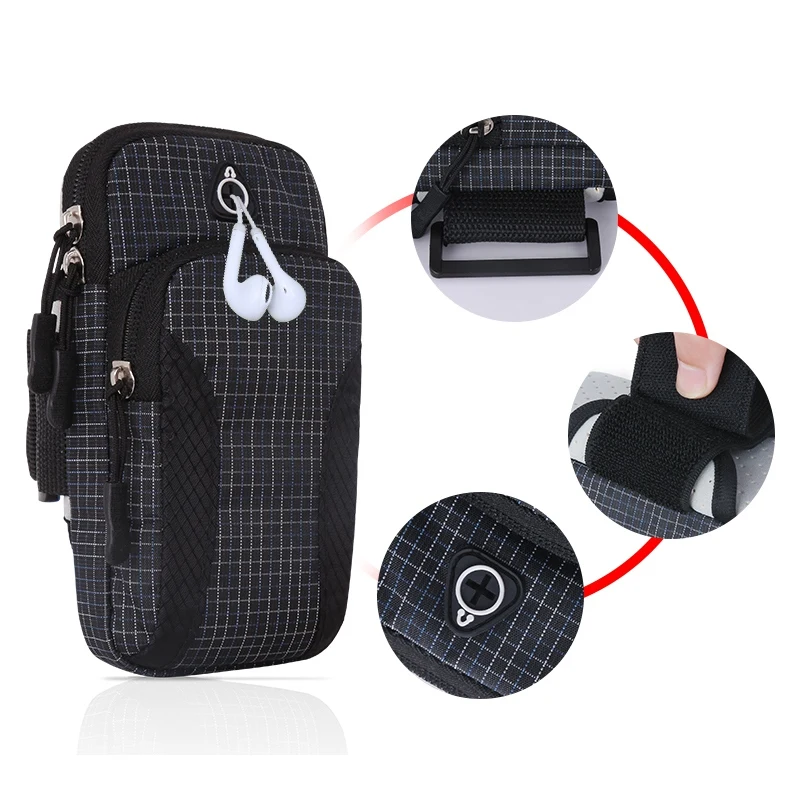 Sport Armband Case Holder Zippered Fitness Running Arm Band Bag Pouch Adjustable Joggin Workout Phone Cover Smart Phone Bag