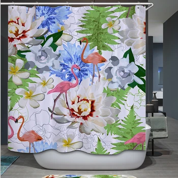 

flamingo showercurtain flower curtain for bathroom rideau de douche waterproof bath curtain