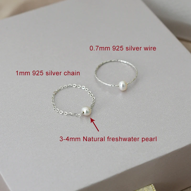 Silver Ring Natural Freshwater Pearl Ring 925 Sterling Silver Women Jewelry ASHIQI
