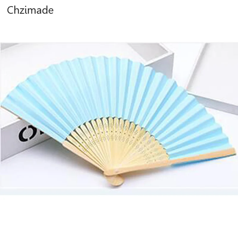 Blue Lychee Life, яркие цвета, китайский стиль, ручной вентилятор, Бамбуковая бумага, Складной вентилятор, вечерние, домашний декор, тканевый карман, свадебные подарки - Цвет: Blue