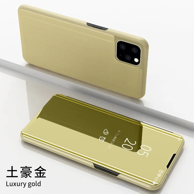 50 шт./партия для iphone 11 Pro прозрачный вид откидная крышка Подставка для зеркала заднего вида кожа+ PC чехол для iphone 11 для iphone 11 Pro Max
