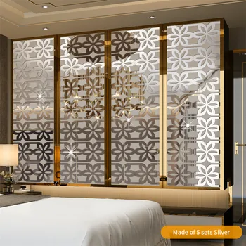 

12pcs/Set Hollow Flower Yakli Mirror Decoration Sticker Wallpaper Home Office Ceiling Home Decoration Mirror Decal