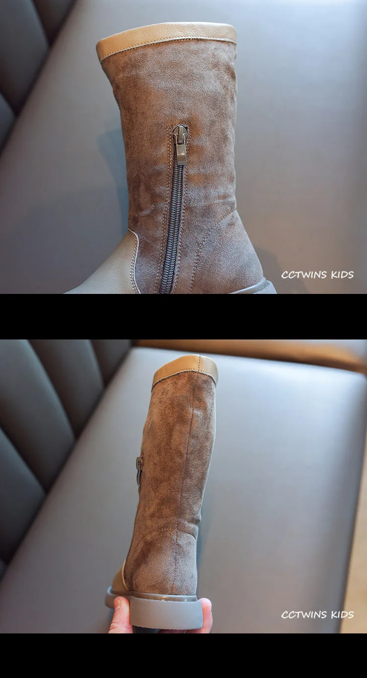 CCTWINS/детская обувь; коллекция года; Модные осенние сапоги до колена для малышей; детская натуральная кожаная женская обувь; брендовая черная обувь; HB020
