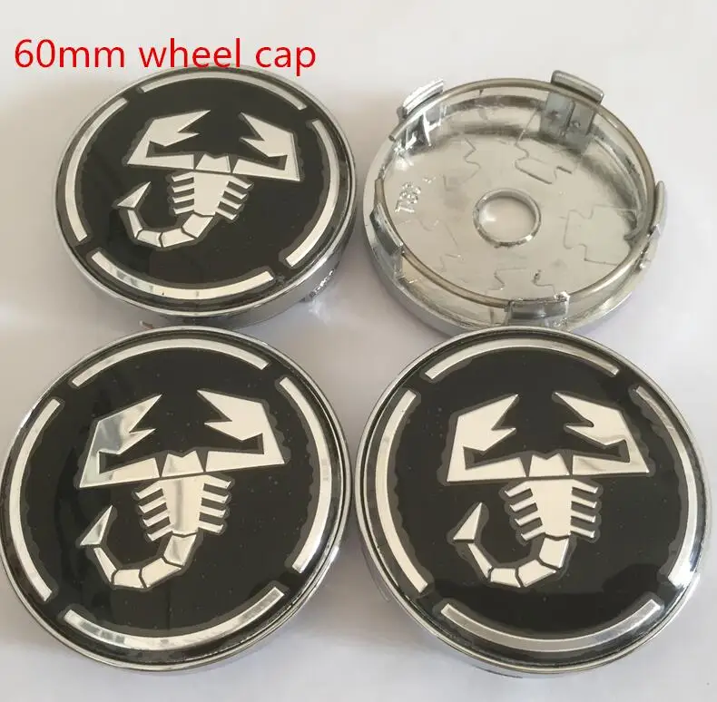 60mm black cap 2 20шт 56 мм 60 мм Скорпион Abarth 500 1000TC 1100 скорпион паук центральный колпак на колесо автомобиля значок пылезащитные Чехлы эмблема наклейка - Цвет: 60mm black cap 2