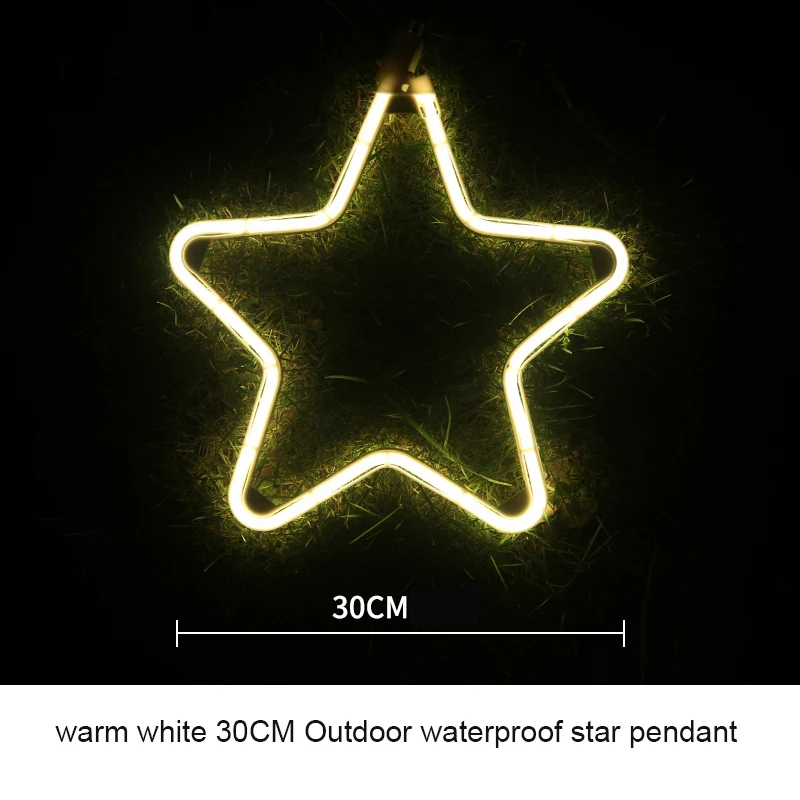 stars 30CM warm whit Рождественский орнамент светодиодная вспышка светильник имитация Снежинка звезда светильник s струна наружное дерево Рождественское украшение подвеска вечерние Декор - Цвет: stars 30CM warm whit