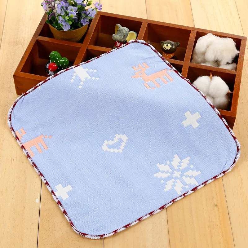  Six-layer Pure Cotton Gauze Children Kerchief Infants Bibs Face Wiping Towel Handkerchief No Fluore