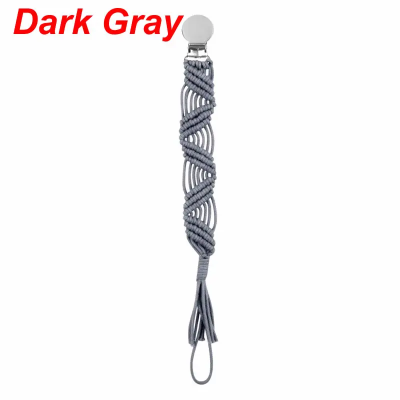 Dark Gray Цепочка для детской соски клипсы для соски винтажная плетеная хлопковая пустышка зажим для пустышки держатель цепи детский душ подарок - Цвет: Dark Gray