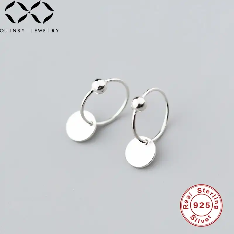 Куинби 925 стерлингового серебра серьги для женщин уличный стиль большие серьги в форме треугольника серьги девушки круглой квадратной формы серьги-обручи Q5