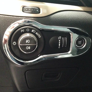 

ABS Chrome FOR Jeep Cherokee KL 2014 2015 2016 2017 2018 Car Headlamps console Control Adjustment button switch frame Cover Trim