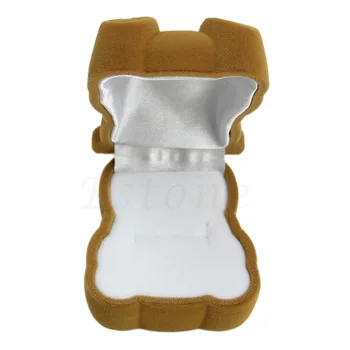 

Velvet Ring Earring Jewelry Display Bear Storage Box Gift Case Holder Organizer X7JB