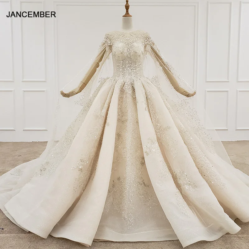 HTL1120 роскошное свадебное платье с бисером накидкой круглым вырезом аппликации