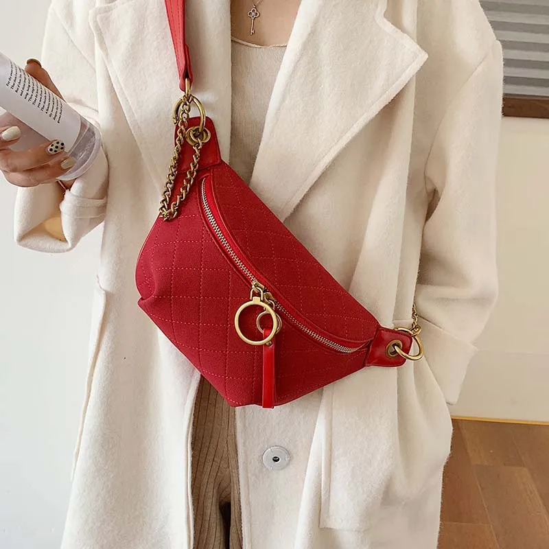 

Suede Designer PU Leather Crossbody Chest Bags for Women 2019 Chain Velvet Small Shoulder Messenger Bag Lady Handbags and Purses