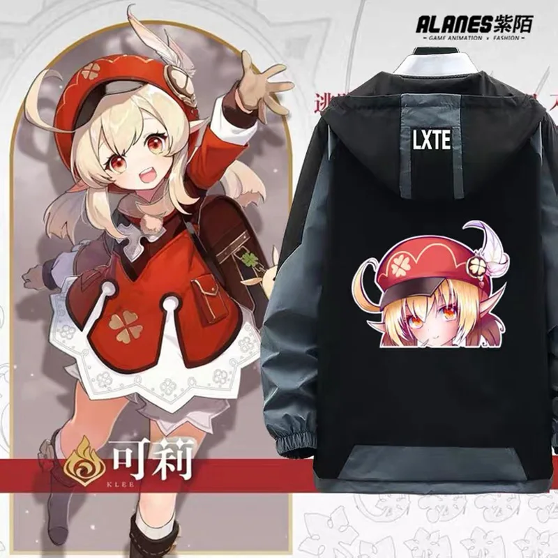 

Genshin Impact Klee Game Cosplay Costume Long sleeve Fashion jacket coat clothes Unisex Hoodie Zipper Hooded Sweatshirt Coat Top