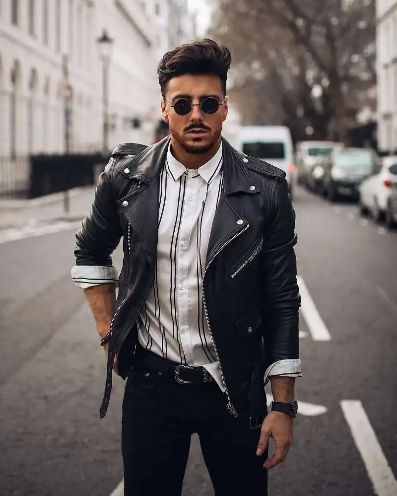Chaqueta de cuero desgastado con Motor para hombre ropa vestir стиль винтаж для отопления 2021|Кожаные куртки| |