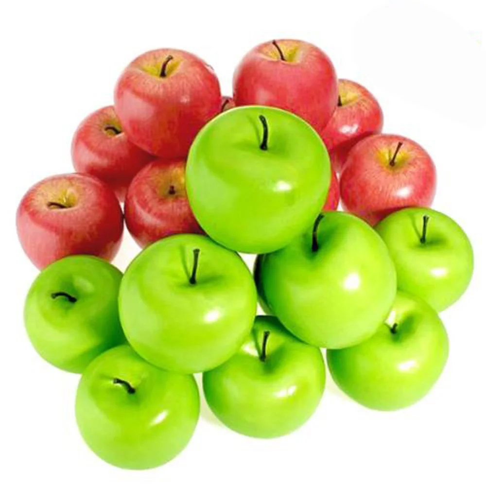  10pcs Artificial Apples Plastic Fruit Green Red Apple For Wedding Decoration Shop Display Fake Frui - 4000216456340