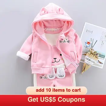 

Melario Girls Clothes Set Autumn Winter Fashion Children Clothing Boys Girls 3PCS Sweet Cartoon Sweatshirt + Pants Kids Suits