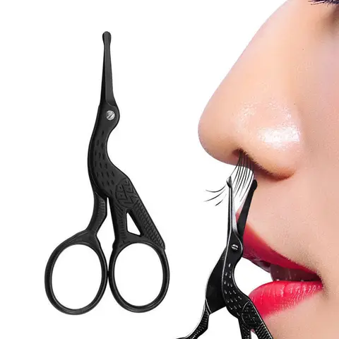 Red-crowned Crane Shape Nose Hair Trimmer Manual Small Scissors Stainless Steel Safety Nose Hair Trimmer Hair Removal Products