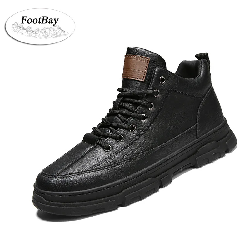 Кроссовки мужские кожаные на шнуровке черные/коричневые |