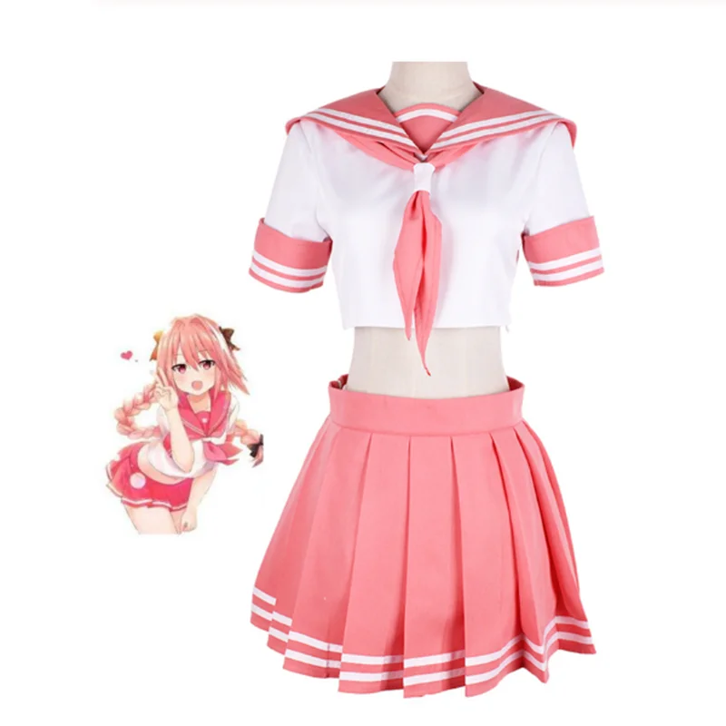 

Fate/Grand Order Fate Apocrypha Rider Astolfo Cosplay JK School Uniform Sailor Suit Women Fancy Outfit Anime Halloween Costume