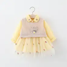 12, 10, платье для маленьких девочек г., весеннее платье для маленьких девочек с длинными рукавами и вышитыми цветами одежда для маленьких девочек, размер от 73 до 110 см