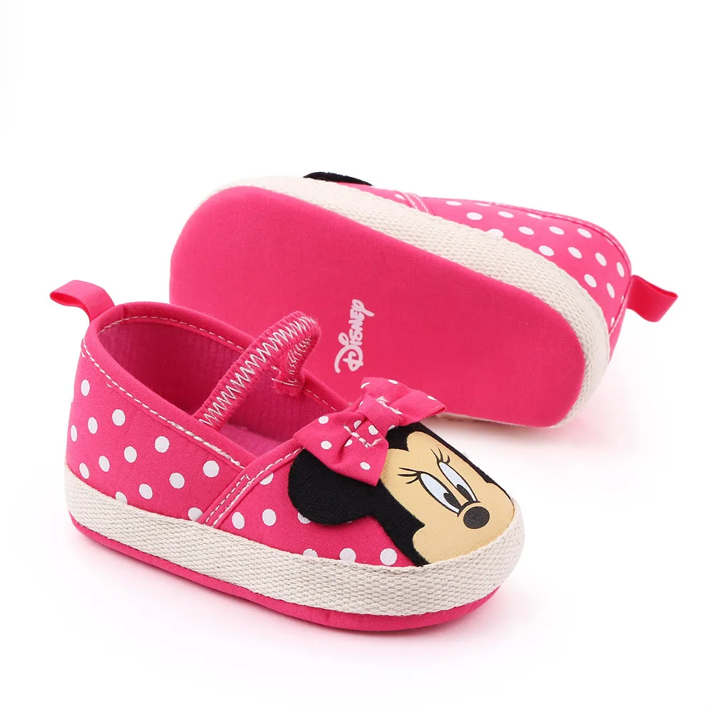 Minnie mouse de Disney Primavera y novedad de verano 0-1 bebé cuna zapatos de fondo suave de dibujos animados princesa bebé niña zapatos de bebé