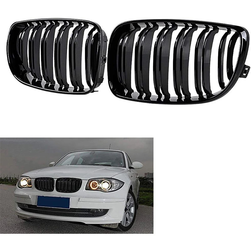 Глянцевая черная двойная планка Передняя почечная решетка гриль замена для BMW E81 E87 E82 E88 120I 128I 130I 135I выбранный 2007-2011
