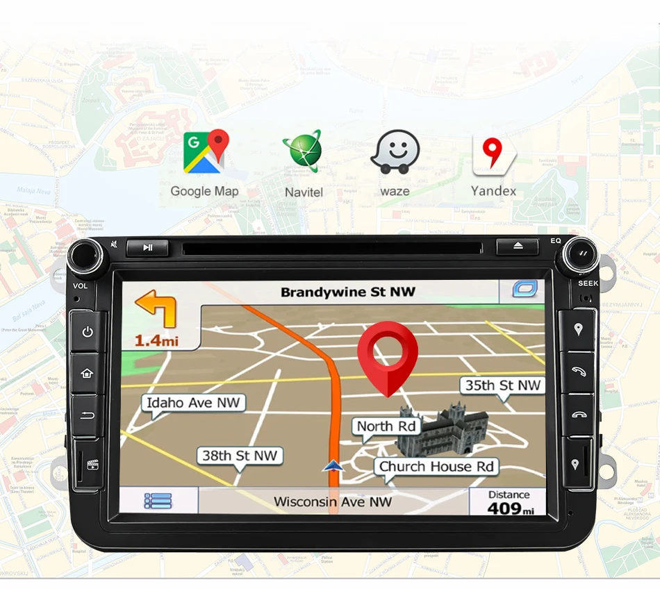 Perfect Eunavi 2 din Octa core 4G 64G Android 9 Car DVD GPS for VW Passat CC Polo GOLF 5 6 Touran EOS T5 Sharan Jetta Tiguan Radio dsp 18