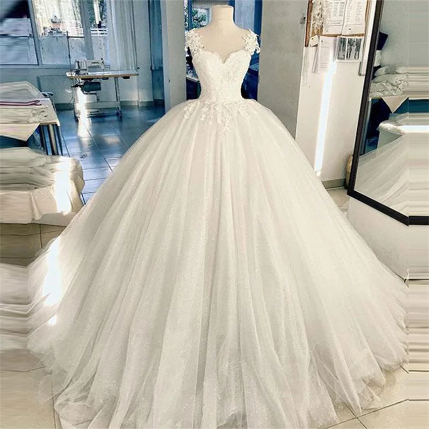 Robe De Mariee Ball Gow Wedding Dresses Sweetheart Tulle Wedding Gown Appliques Puffy Bridal Dress Vestido De Novia 2023