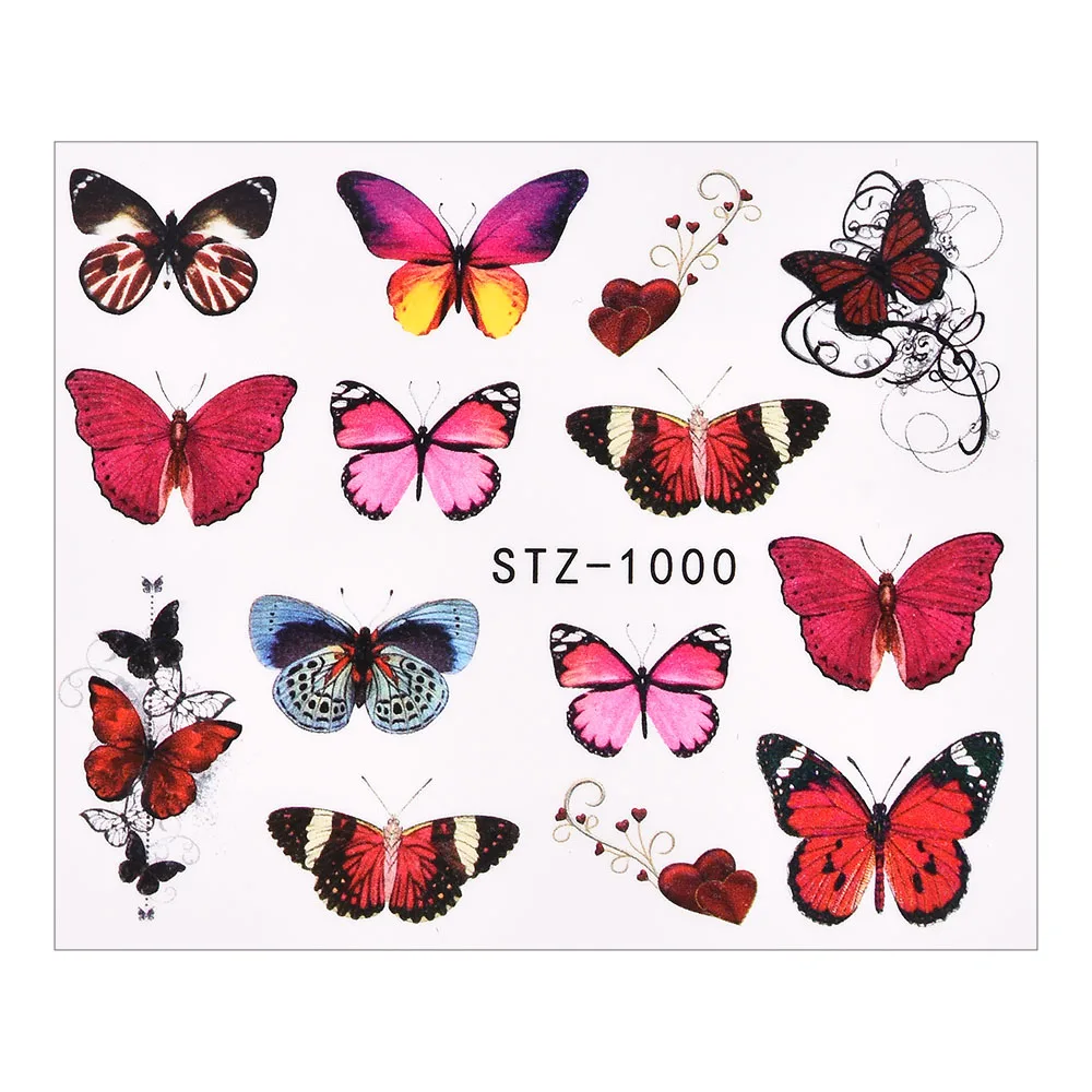 3D Watercolor Butterflies Sliders Nail Art Water Transfer Decal Sticker Blue Valentine's Day Nail Decoration Tattoo Manicure nail stickers nail art decoration nail decals