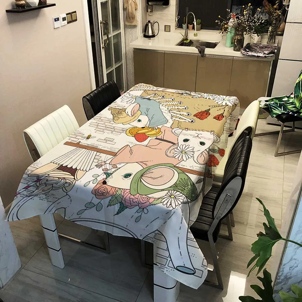 

Thick American Country Animals Tablecloth In Rectangular Home Garden oilproof Wedding Dining Table Cover Tea Mariage Tablecloth